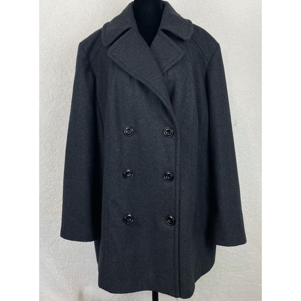 LONDON FOG • Charcoal Wool-Blend Double-Breasted Peacoat, 1X - Picture 8 of 16